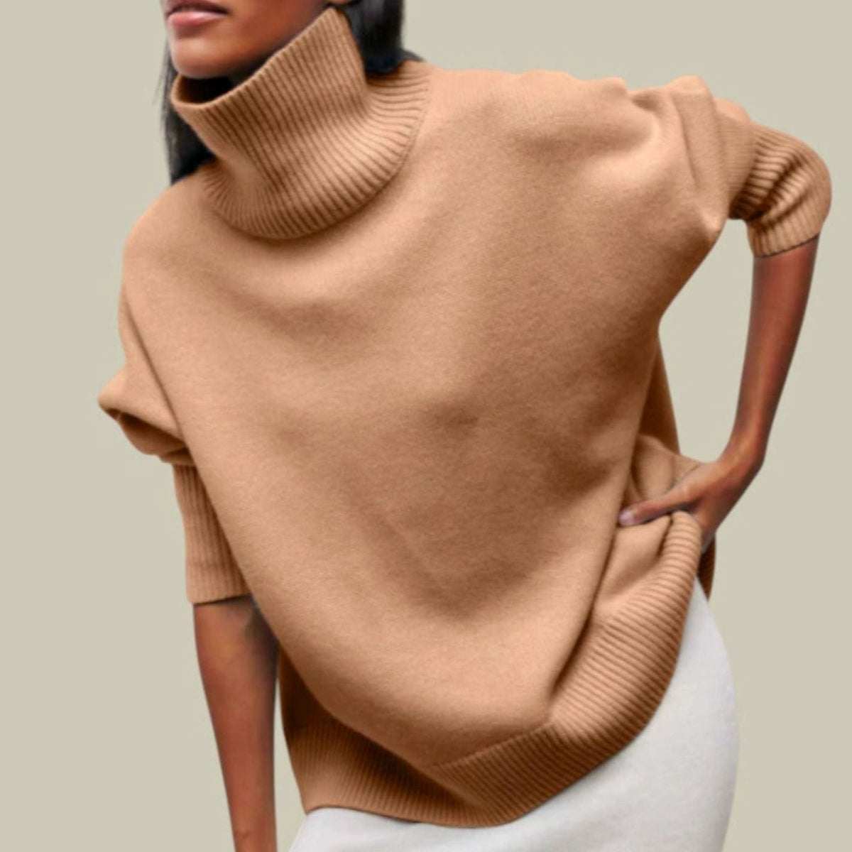 Ivy | Oversized Turtleneck Drop Shoulder Long Sleeve Ribbed Hem High Neck Autumn Winter Jumper Women