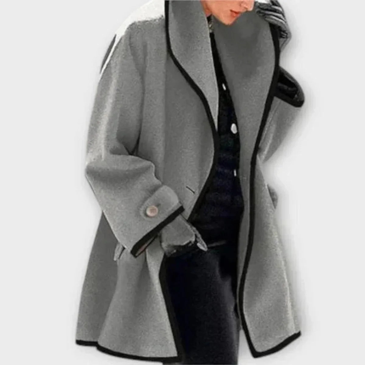 Amber | Shawl Collar A Line Flared Button Pocket Autumn Smart Tailored Coat Women