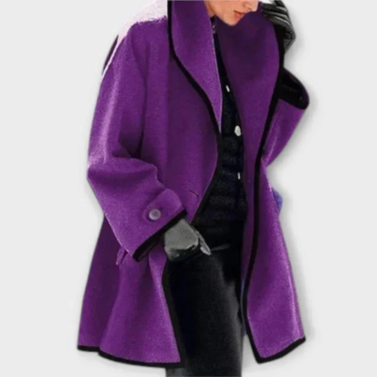 Amber | Shawl Collar A Line Flared Button Pocket Autumn Smart Tailored Coat Women