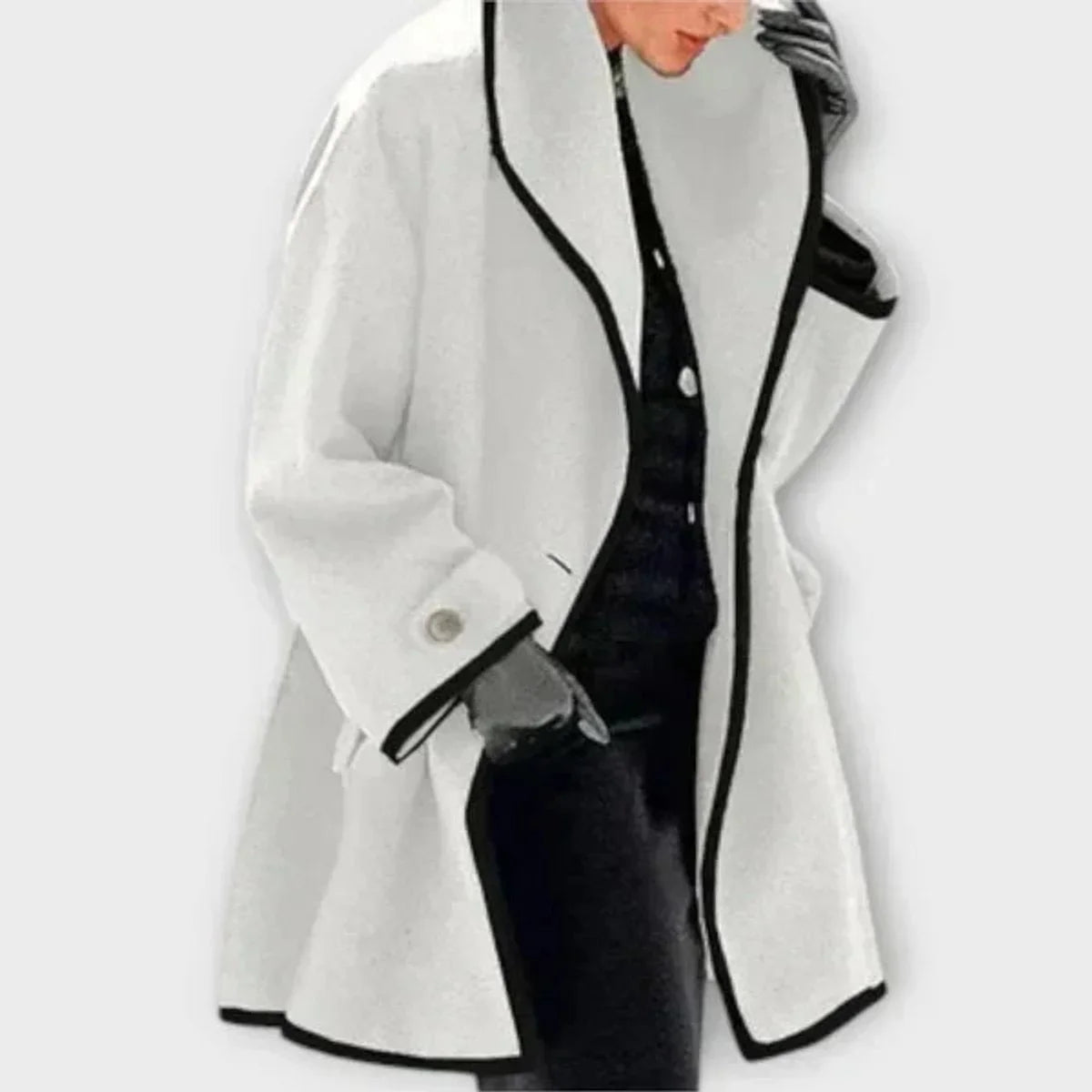 Amber | Shawl Collar A Line Flared Button Pocket Autumn Smart Tailored Coat Women
