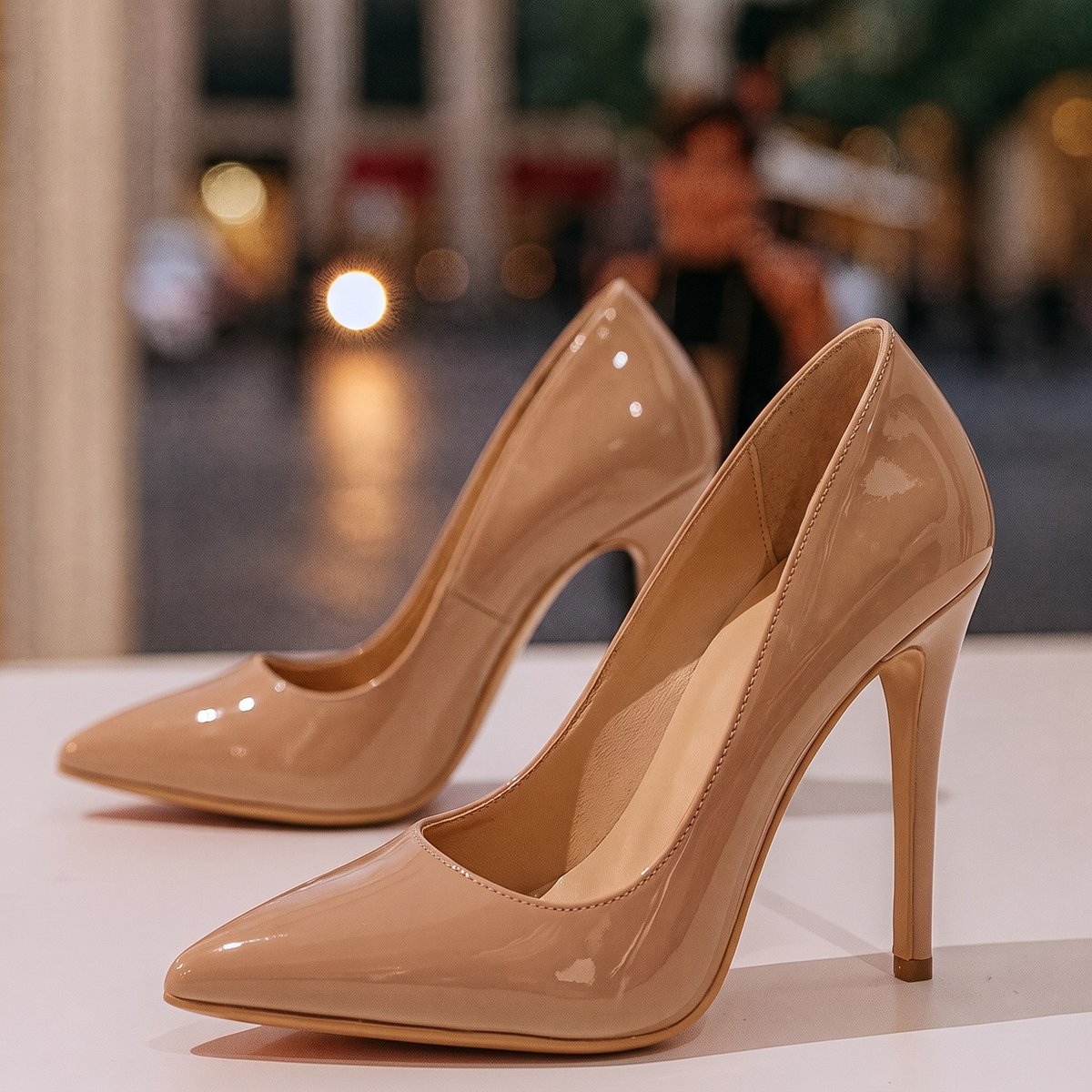 Pia | Faux Leather Patent Slip On Pointed Toe Stiletto Smart High Heels Women