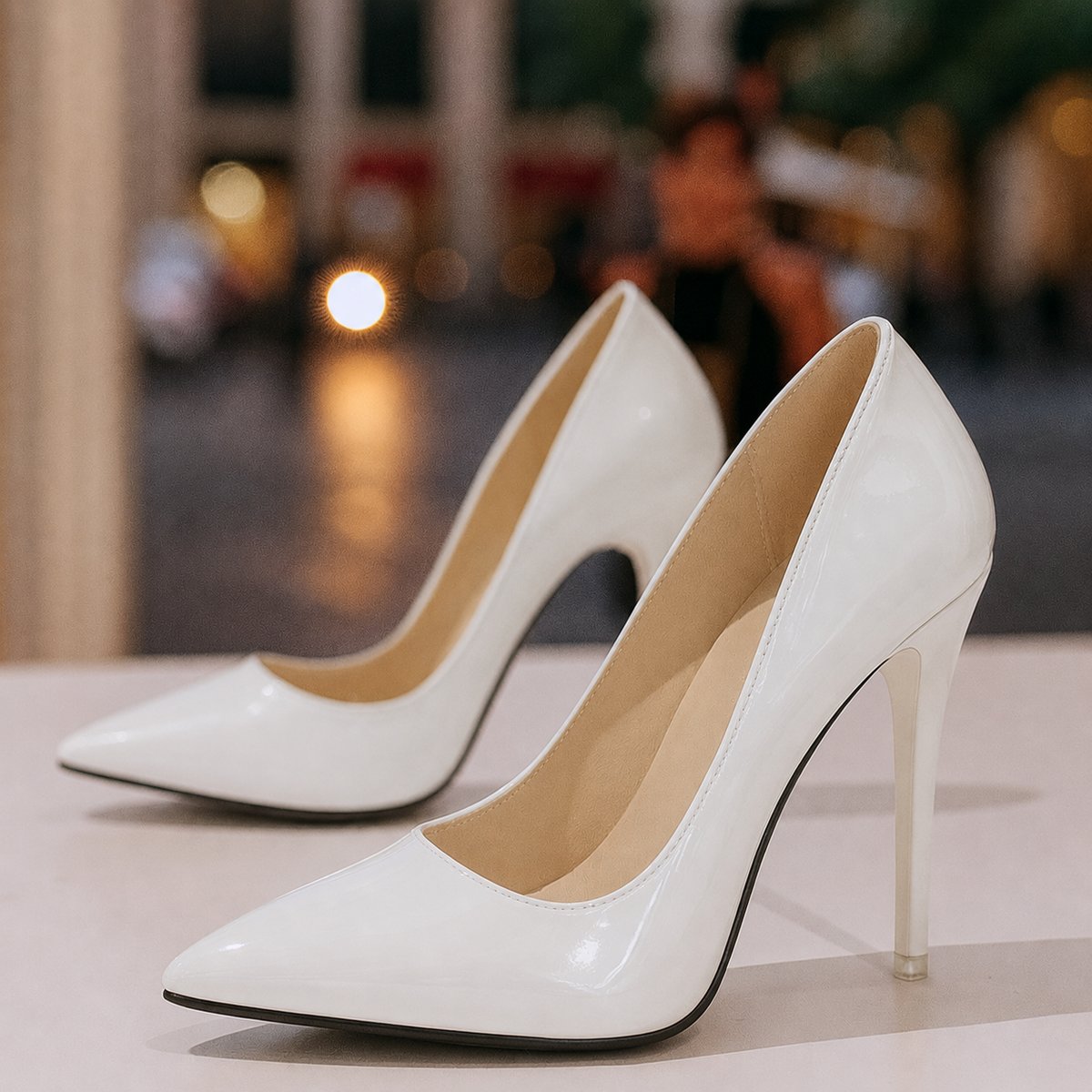 Pia | Faux Leather Patent Slip On Pointed Toe Stiletto Smart High Heels Women
