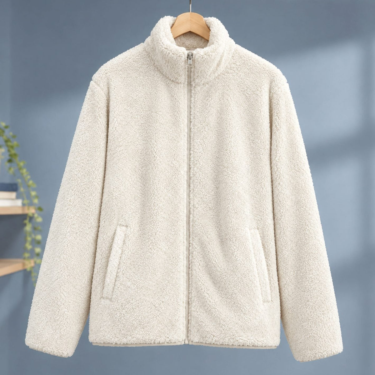 Elodie | Winter Funnel Neck Full Zip Pocket Sherpa Fleece Jacket Women