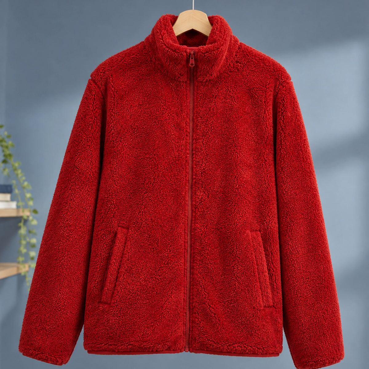 Elodie | Winter Funnel Neck Full Zip Pocket Sherpa Fleece Jacket Women