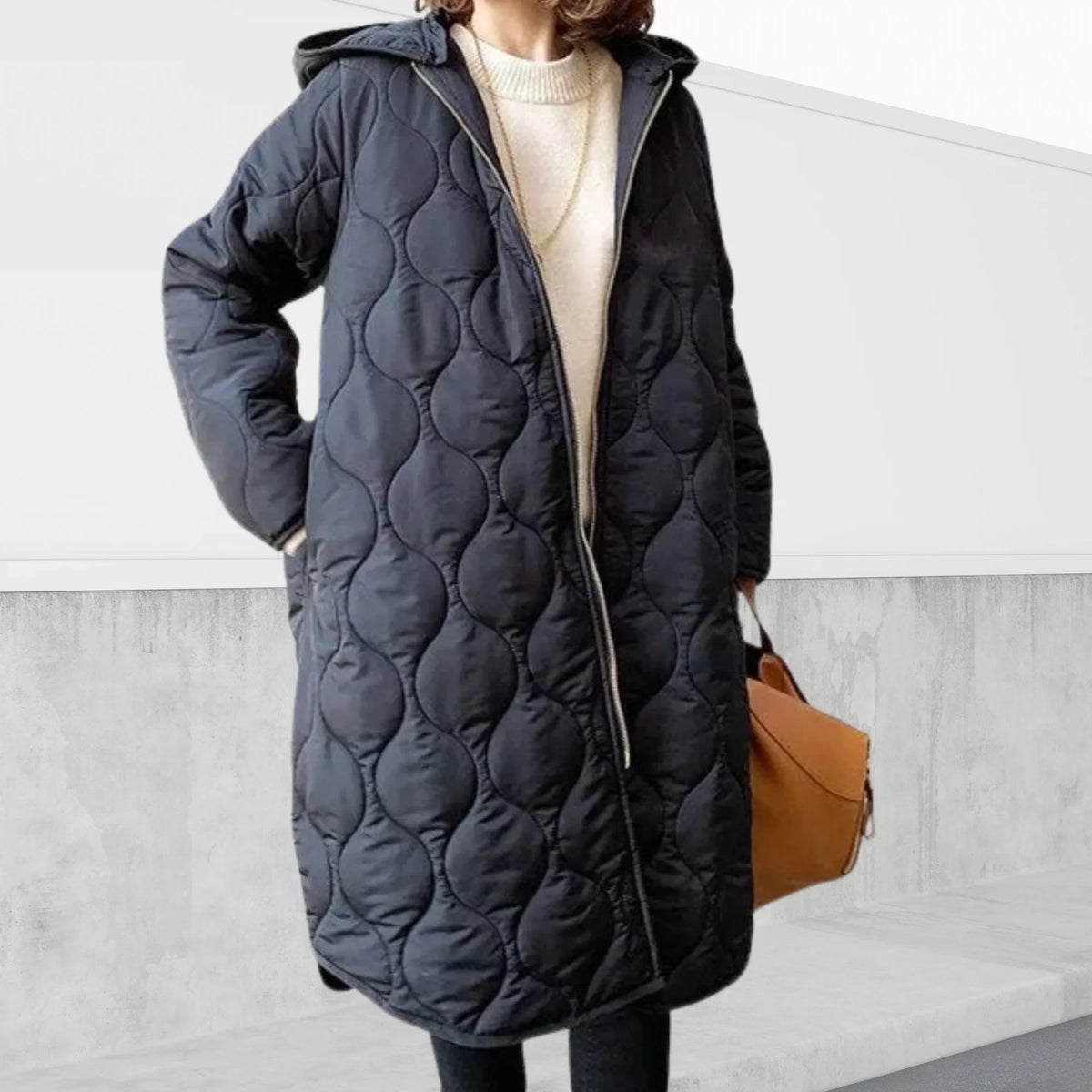 Lydia | Winter Oversized Zip Up Side Pockets Hooded Long Quilted Coat Women
