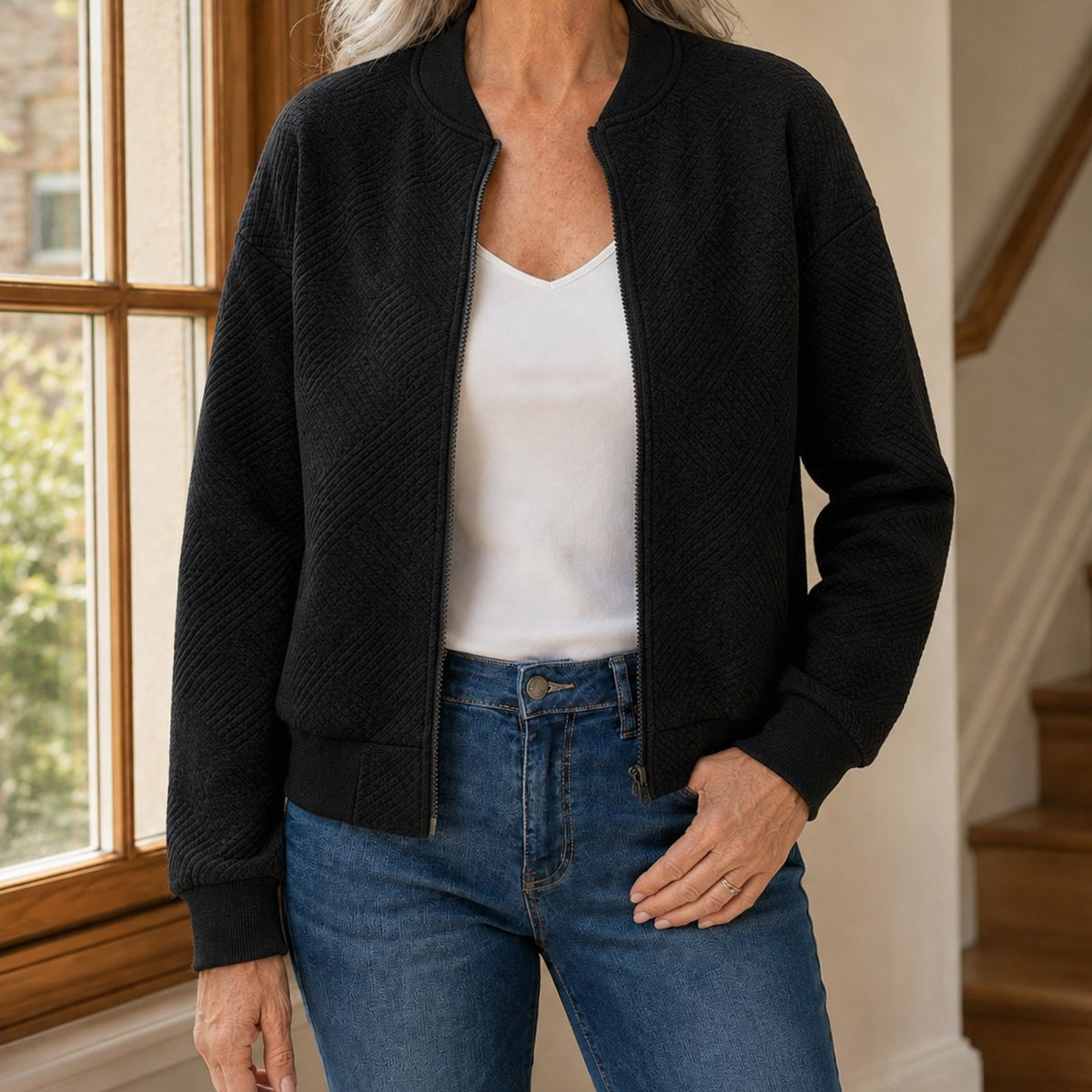 Esme | Quilted Zip Up Autumn Bomber Jacket Women