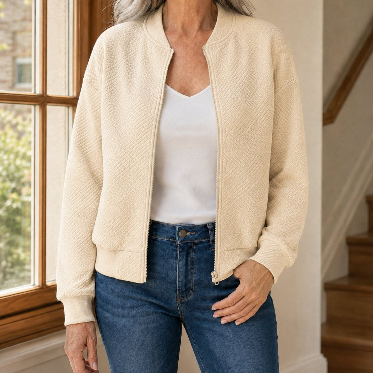 Esme | Quilted Zip Up Autumn Bomber Jacket Women