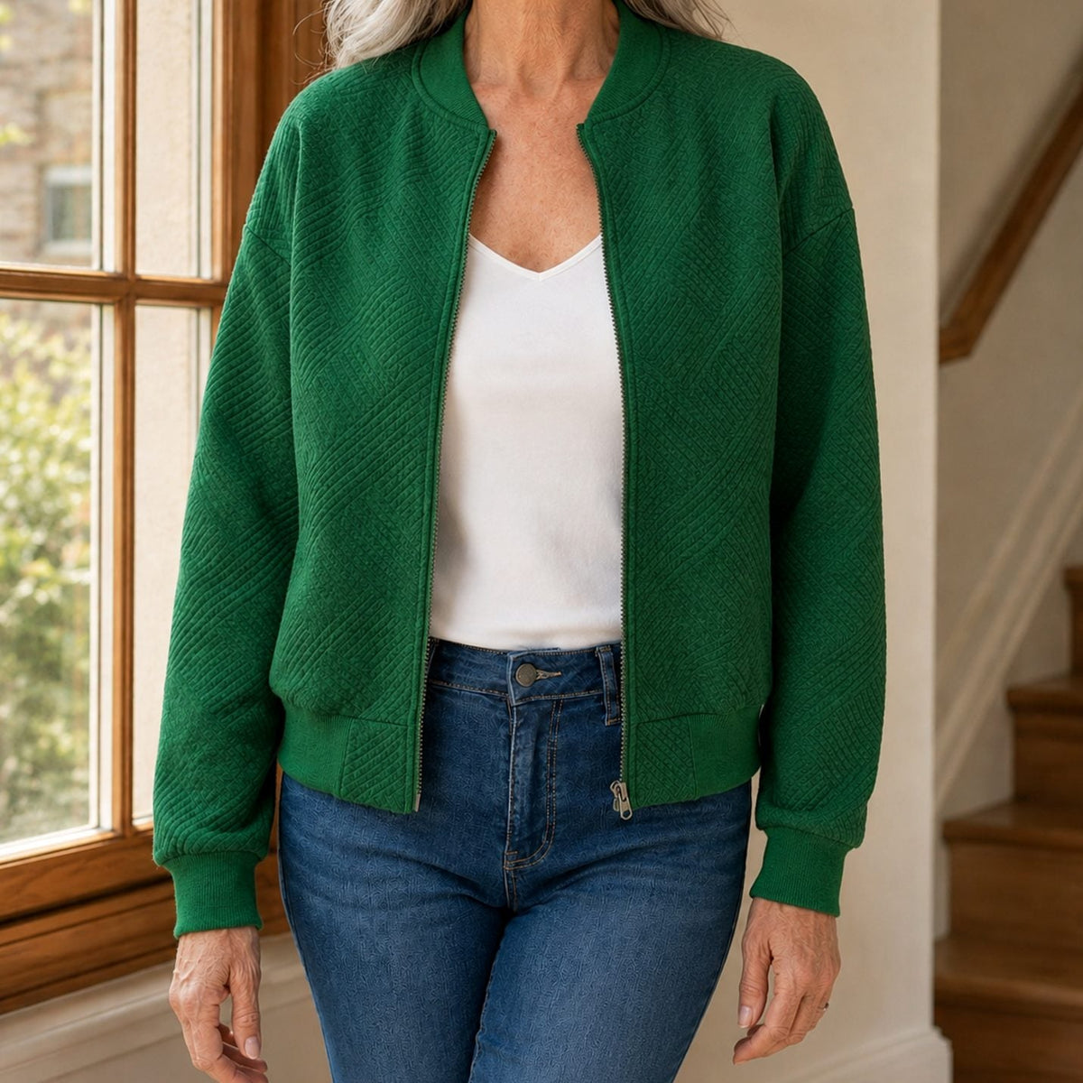 Esme | Quilted Zip Up Autumn Bomber Jacket Women