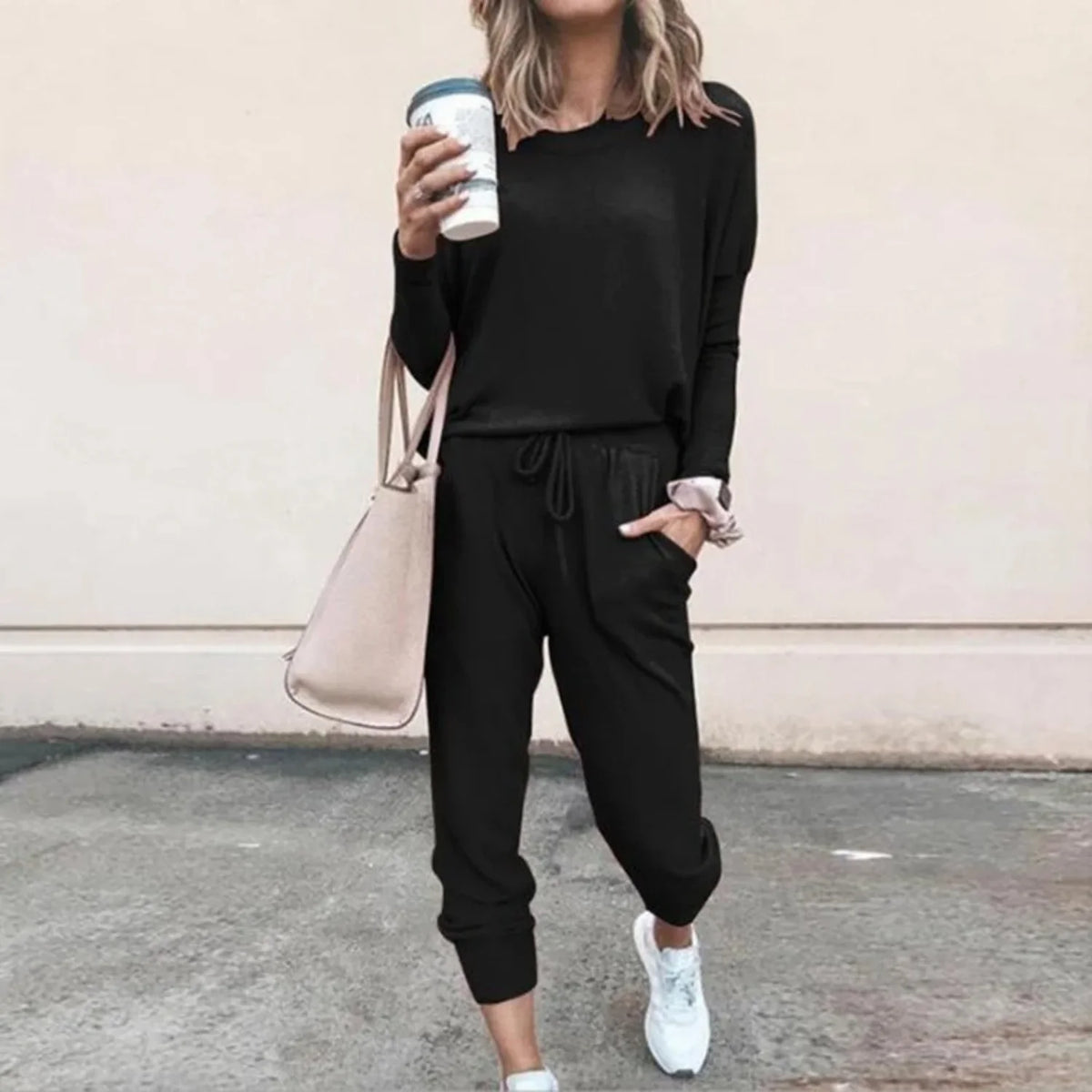 Reese | Knitted Loose Long Sleeve Tie Waist Autumn Tracksuit Women