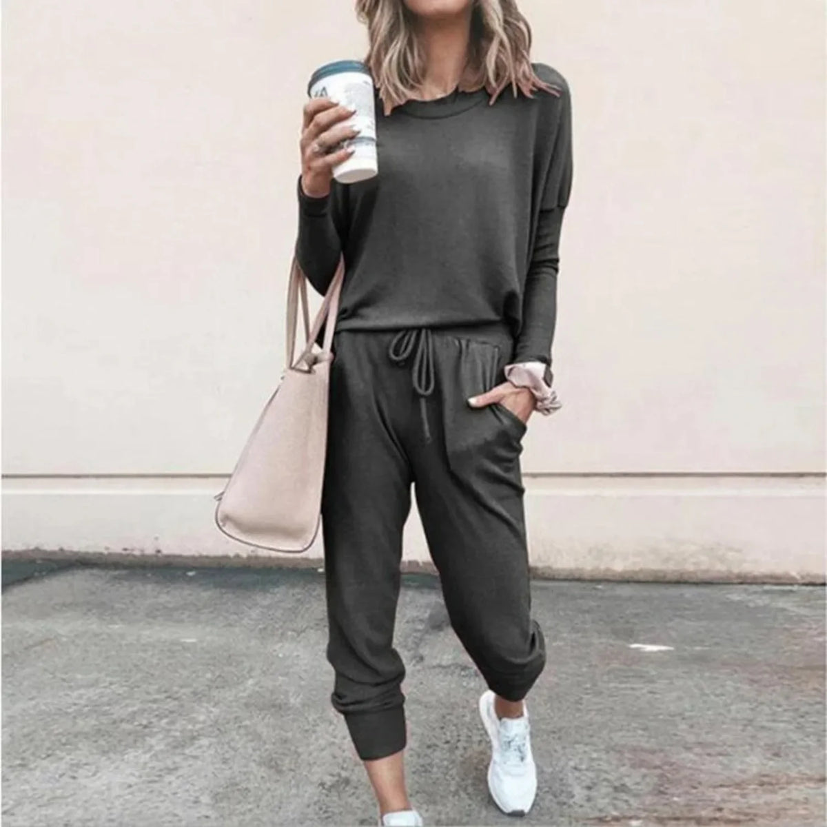 Reese | Knitted Loose Long Sleeve Tie Waist Autumn Tracksuit Women