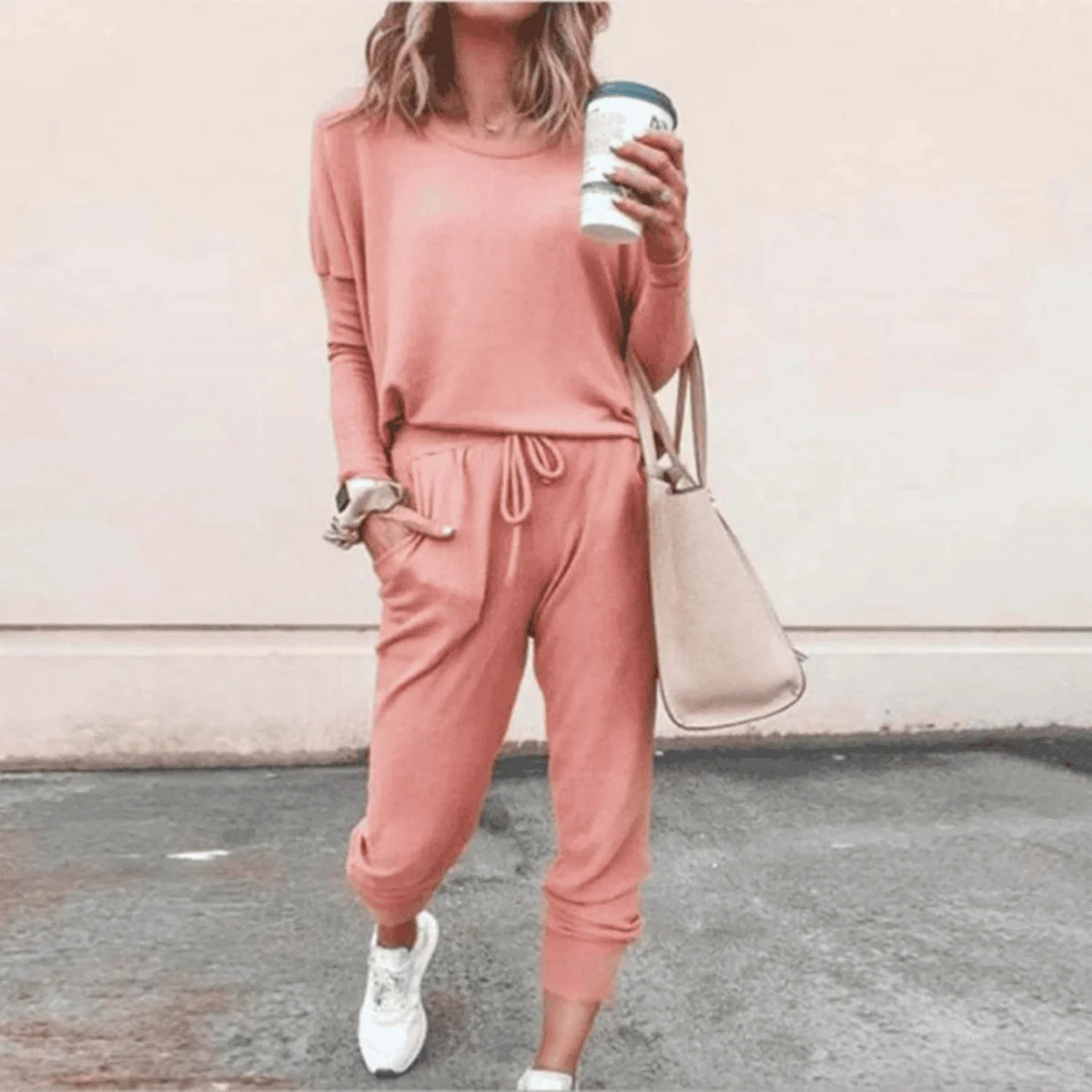 Reese | Knitted Loose Long Sleeve Tie Waist Autumn Tracksuit Women
