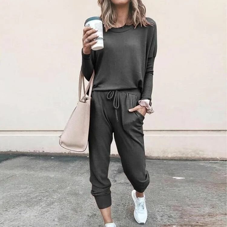 Mabel | Knitted Long Sleeve Loose Tie Waist Oversized Autumn Tracksuit Women