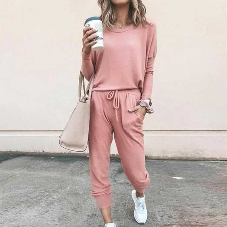 Mabel | Knitted Long Sleeve Loose Tie Waist Oversized Autumn Tracksuit Women