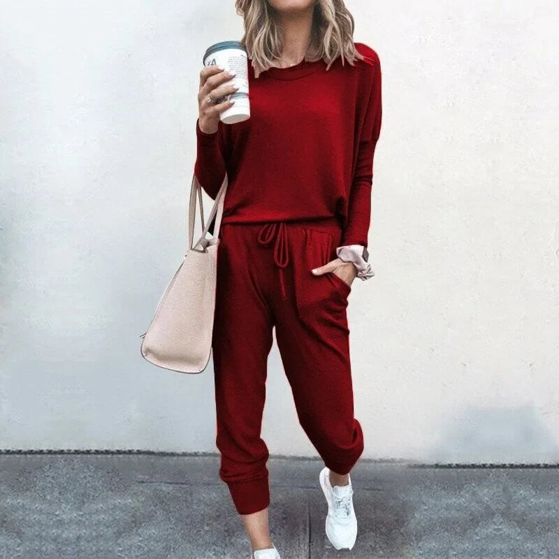 Mabel | Knitted Long Sleeve Loose Tie Waist Oversized Autumn Tracksuit Women