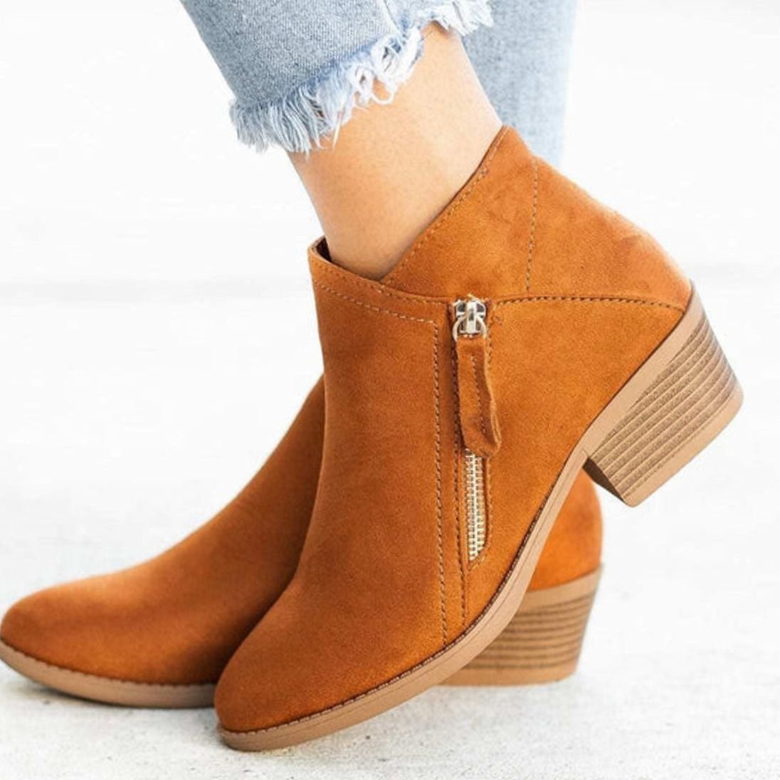 Laura | Zip Up Autumn Faux Suede Ankle Boots Women
