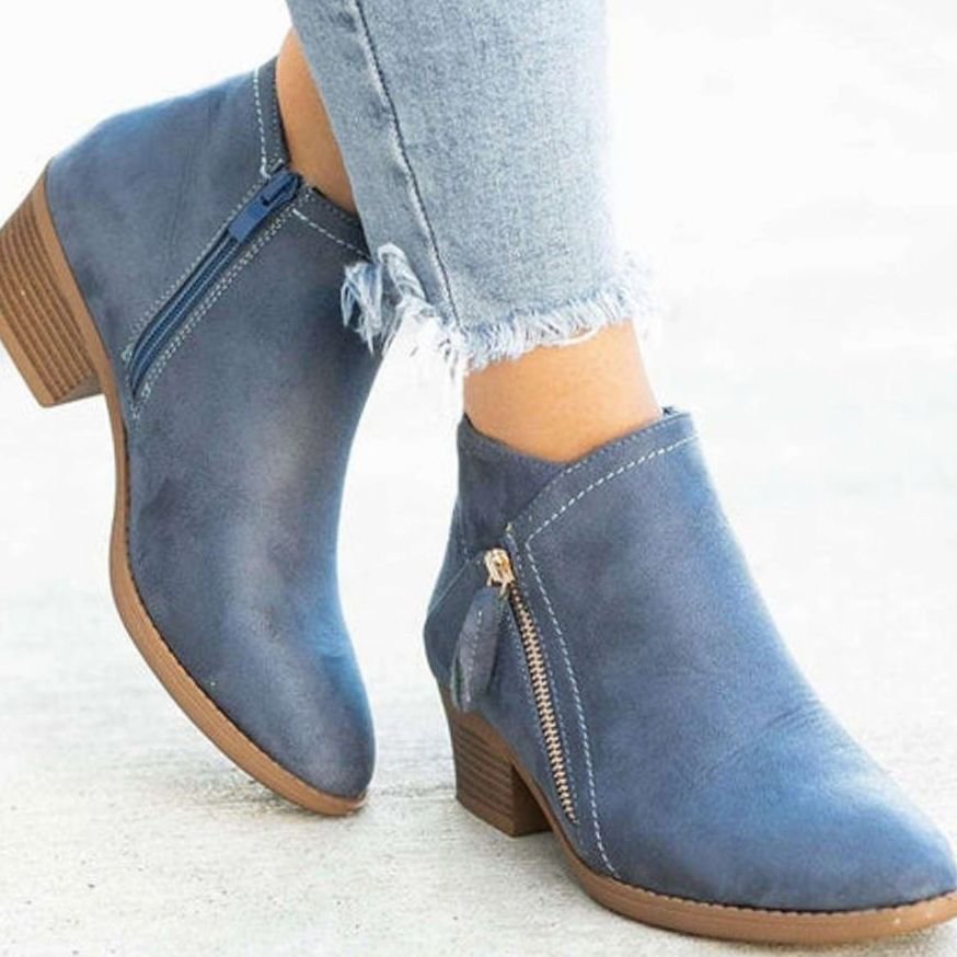 Laura | Zip Up Autumn Faux Suede Ankle Boots Women