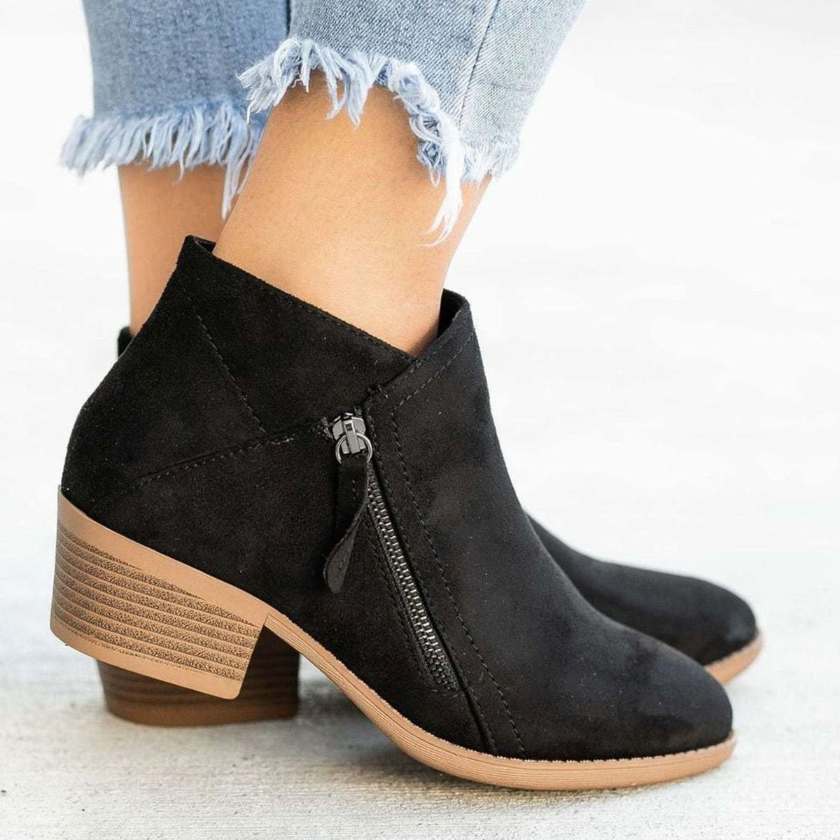Laura | Zip Up Autumn Faux Suede Ankle Boots Women